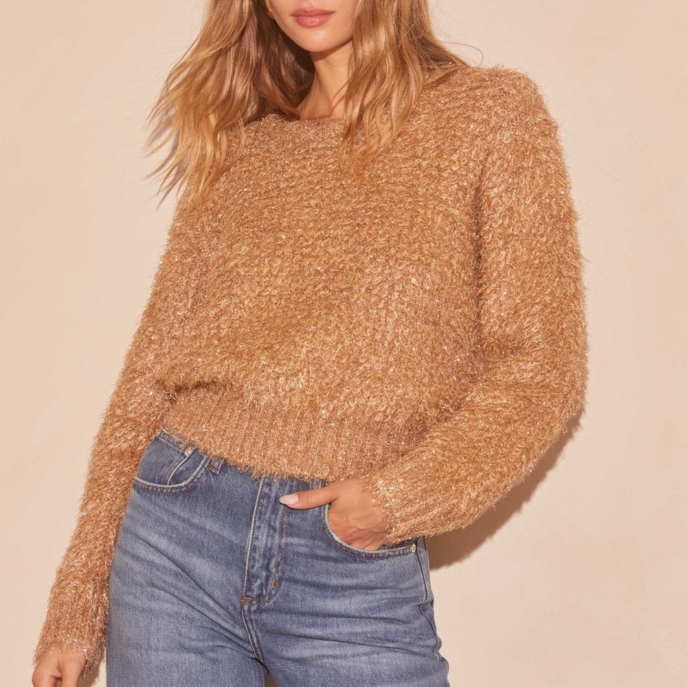 ASTR the Label Alma Metallic Knot Sweater - M‎